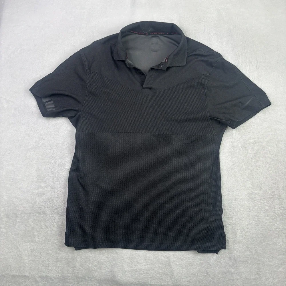 Nike Tiger Woods Collection Black Short Sleeve Collared Polo Golf Shirt Men's S